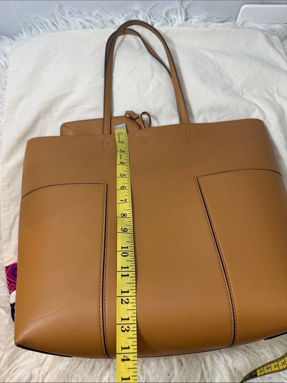 Tory Burch Cognac Leather Tote with Removable Pouch medium - Picture 13 of 14